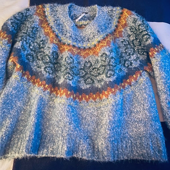 FREE PEOPLE Festive Frost Norway Sweater Sz M - Picture 7 of 7